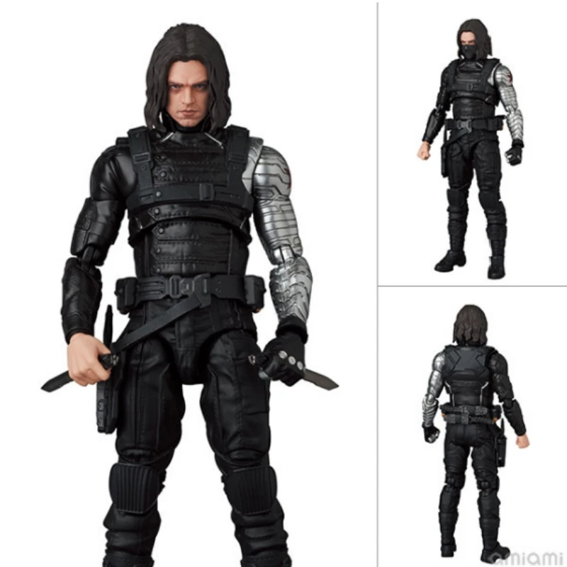 Genuine Mafex 203 Marvle Captain America 2 Movie Version 1/12mf Winter Soldier 6-Inch Action Figures Desktop Collection Gift