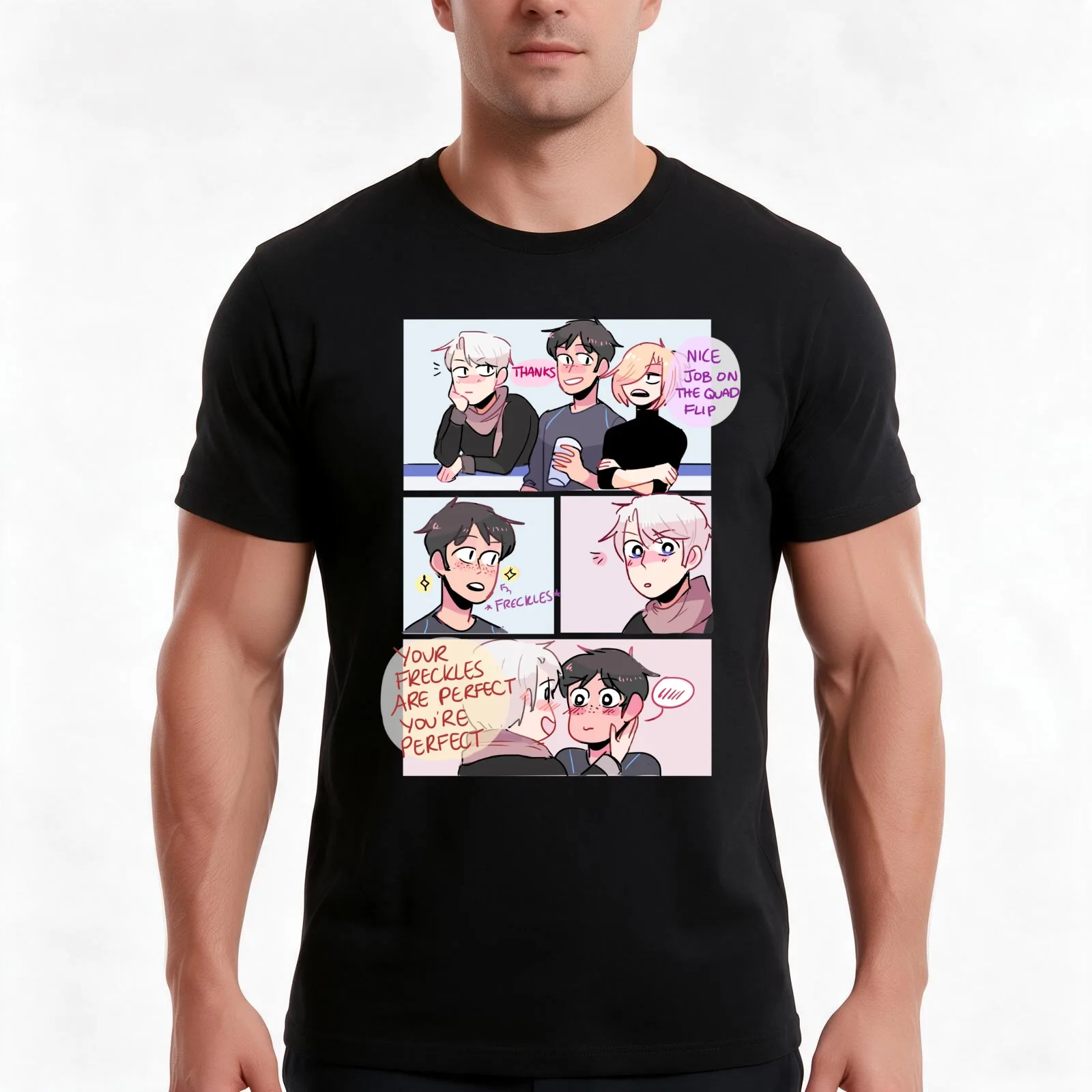 YOI: YUURI'S FRECKLES T-Shirt Summer Casual Cotton Tee Oversized Streetwear Tops Vintage Graphic Print Unisex Men Women