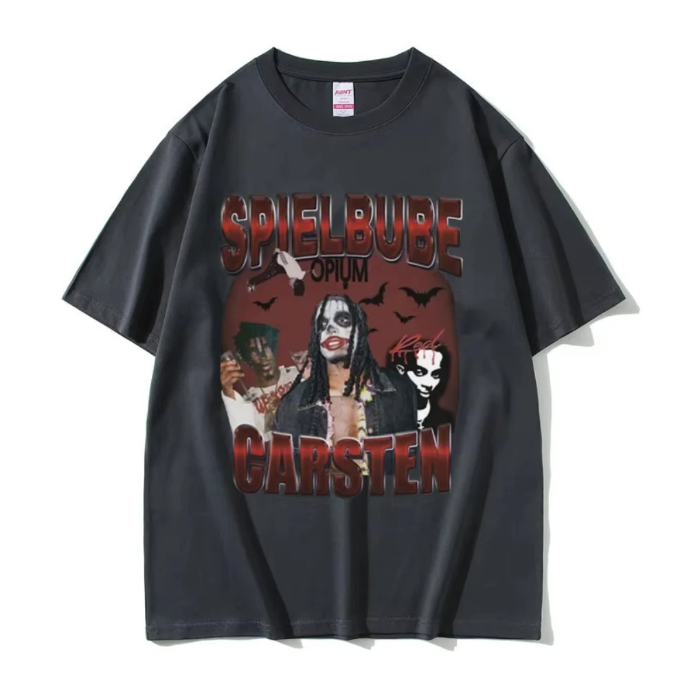 مغني الراب Playboi Carti Spiel Bube Carsten Opium الجرافيك تي شيرت كامل لوتا الأحمر تي شيرت مطبوع الرجال خمر الهيب هوب بلايز كبيرة الحجم
