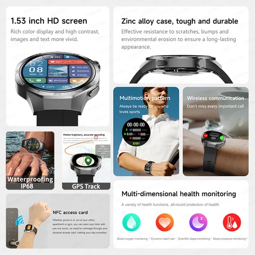 Imagen 2 del producto Reloj Original GT5 Pro militar GPS reloj inteligente hombres pantalla AMOLED deporte Fitness prueba de salud NFC llamada de voz reloj inteligente resistente al agua