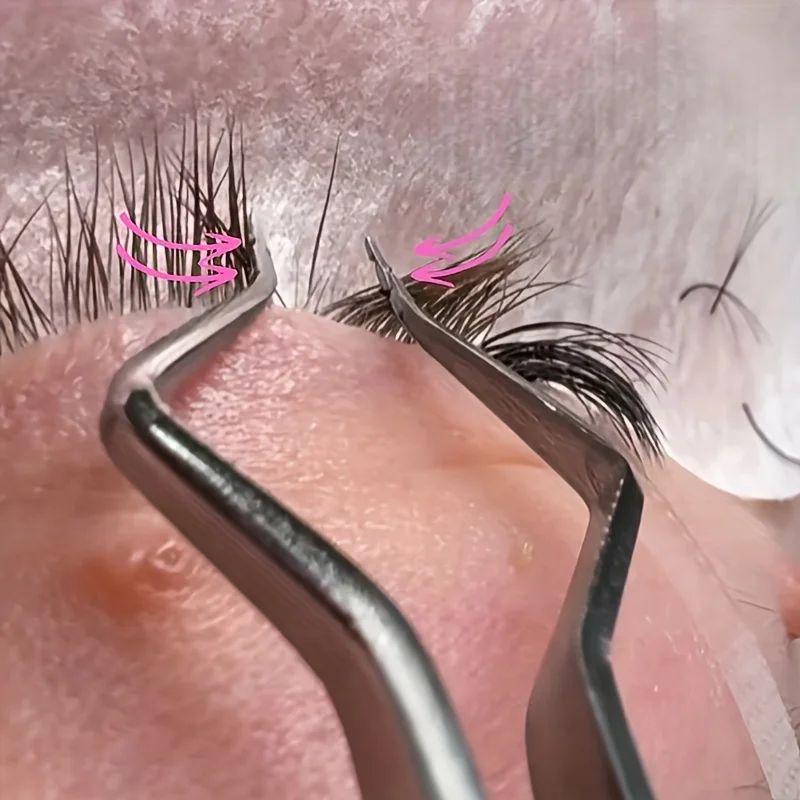 Pince à cils professionnelle en V, haute précision, en acier inoxydable, antistatique, séparateur de cils pour volume, outil de maquillage