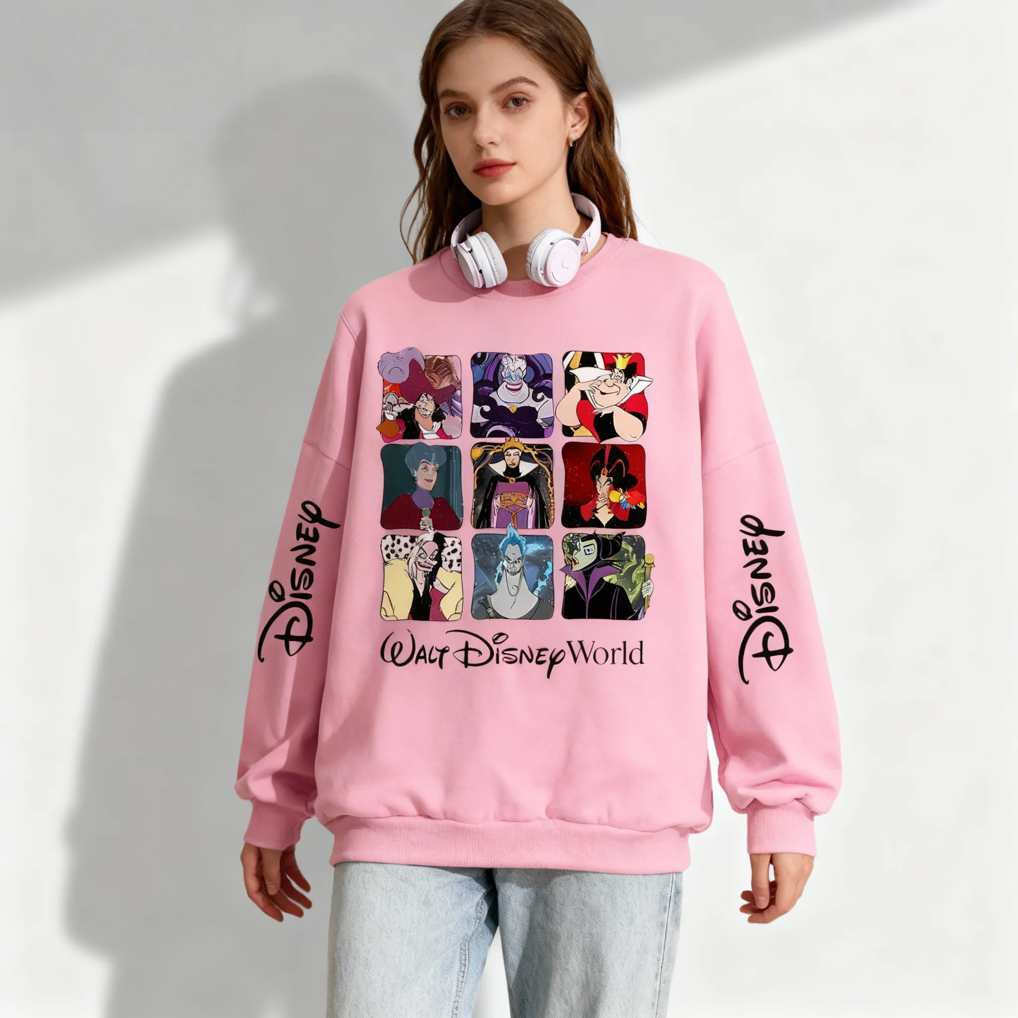 سترة ديزني ذات 9 شبكات من سلسلة شخصيات الرسوم المتحركة كبيرة الحجم للخريف والشتاء برقبة دائرية مع قلنسوة للبالغين والأطفال #5