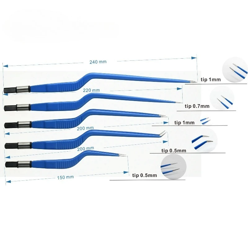 Electric knife equipment accessories Bipolar coagulation forceps Blue nylon coated European standard curved shank