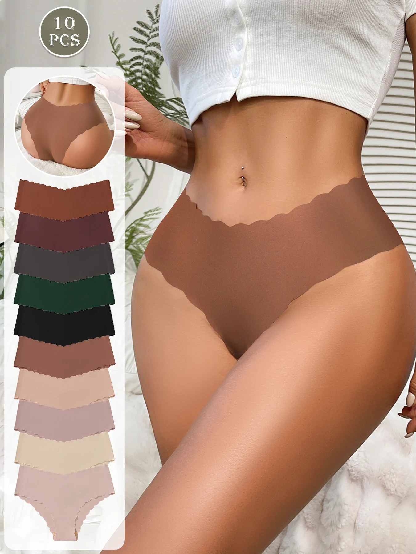 

10 шт. женские бесшовные дышащие удобные мягкие тканевые сексуальные треугольные трусики с волнистыми краями