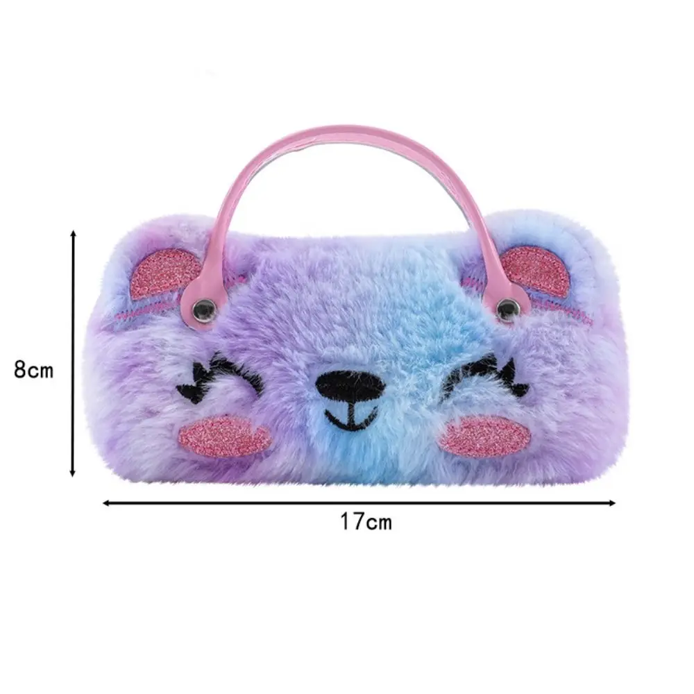 Plush Bear Sunglasses Box, porta-moedas portátil, saco de óculos dos desenhos animados, espetáculo de compressão, presente infantil, caixa fofa, novo