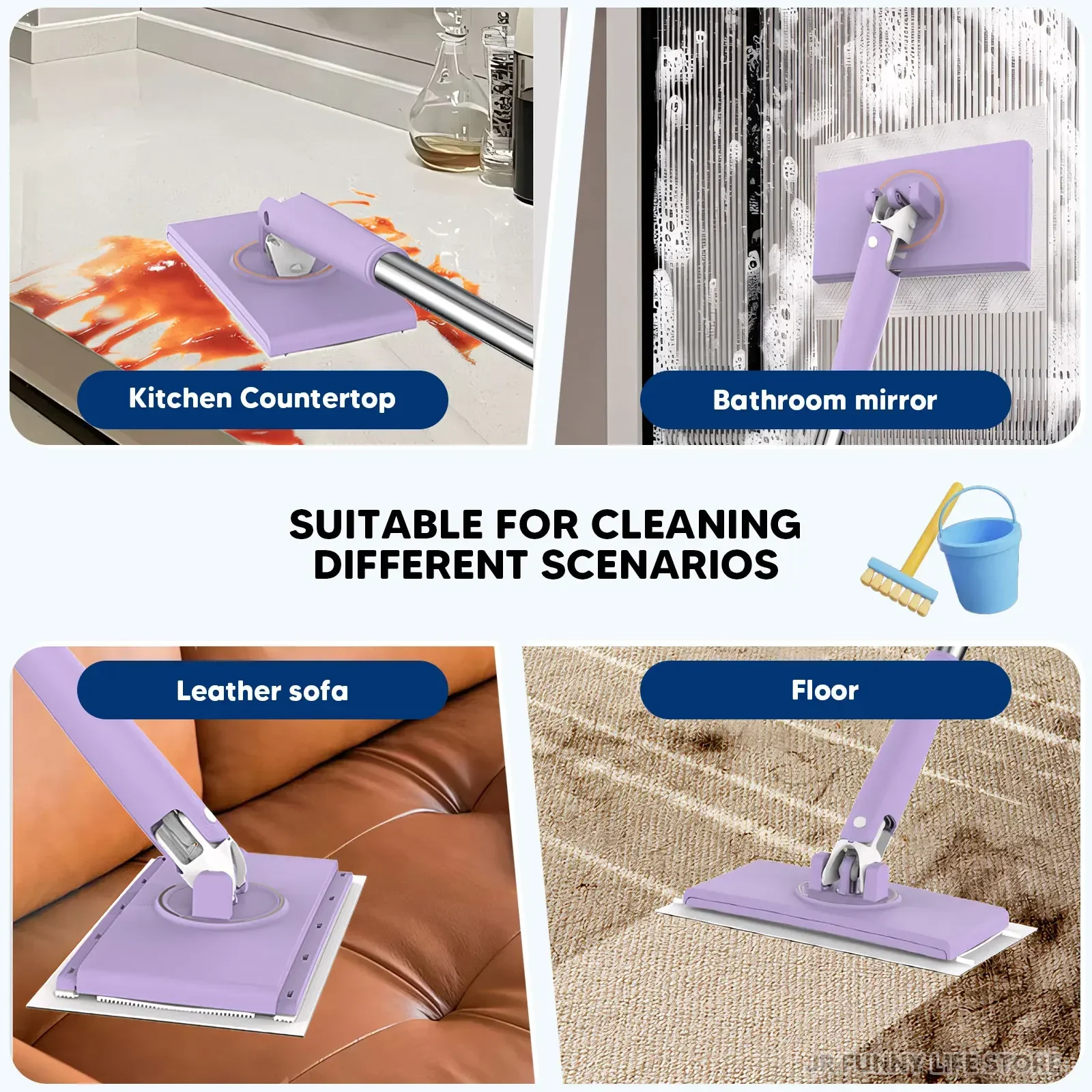 Hands-Free Cleaning mop For Floor/Window 360°Rotation Mini Mop For Wet Wipes Household Kitchen Cleaning Tool