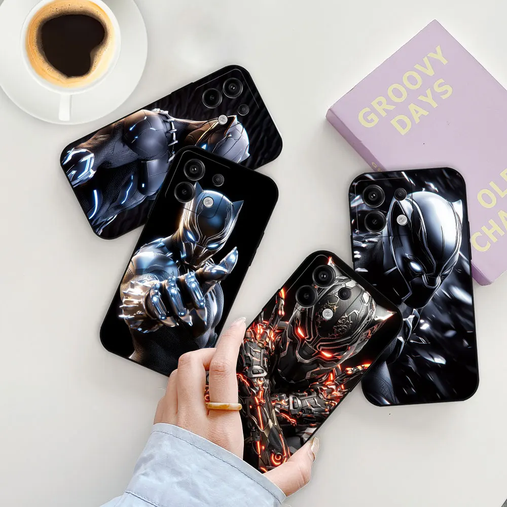 

Cool Marvel Black Panther Phone Case For Redmi Note 13 12 11 10 ProPlus 12S 11S 11T 11E 10S 9 9S 8 8T 7 Pro Max Black Soft Cover