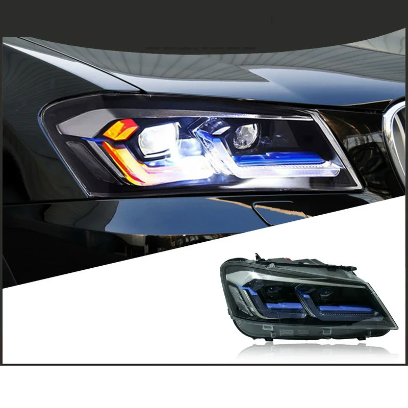 Car LED Headlight for BMW X3 F25 11-13 modified Front Bumper lamp with lens Stream DRL Turn Signal Assembly