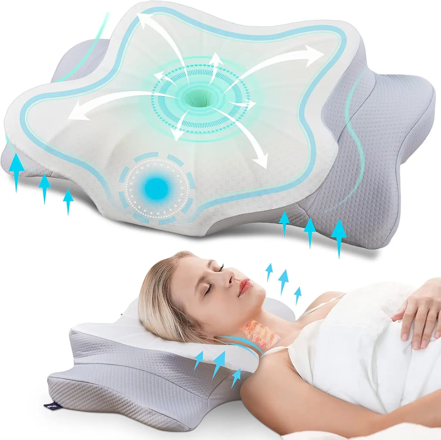 Cervical Pillow for Neck and Shoulder,Contour Memory Foam Pillow,Ergonomic Neck Support Pillow for Side Back Stomach Sleepers