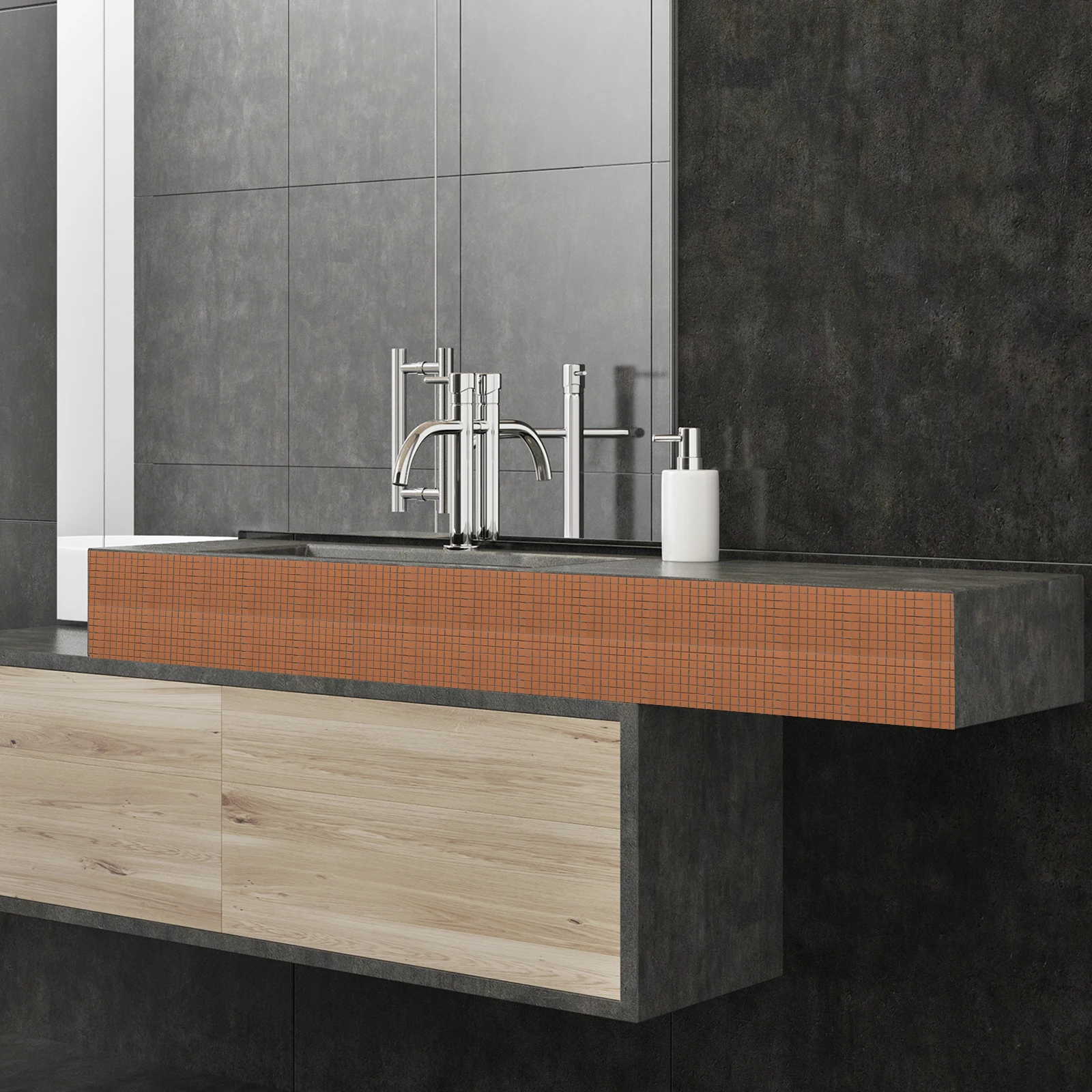 

6 Rolls Mosaic Tile Stickers Self-Adhesive For Kitchen Bathroom Wall Decoration Diy Home Decals Garden Renovation Craft Stickers