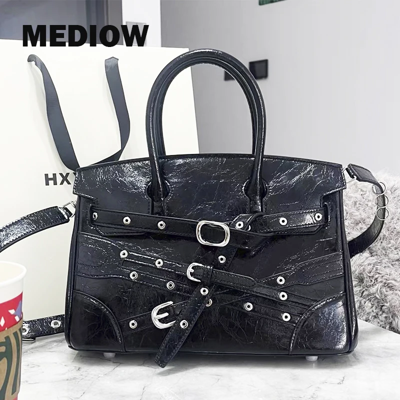 

MEDIOW Classic Tote Bags For Women Luxury Designer Handbags And Purses 2024 New In PU Oil Wax Large Capacity Top Handle Shoulder