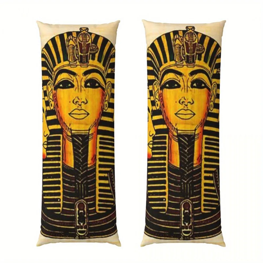 Egyptian Royal Tutankhamun Nefertiti Cleopatra Long Pillowcase - 20x54 Inches / 50x137cm - Double-sided Print, 100% Polyester Fi