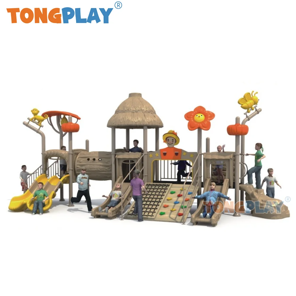 Tong play serie de espantapájaros medianos, Tobogán al aire libre, equipo de fábrica de calidad, patio de juegos al aire libre para niños