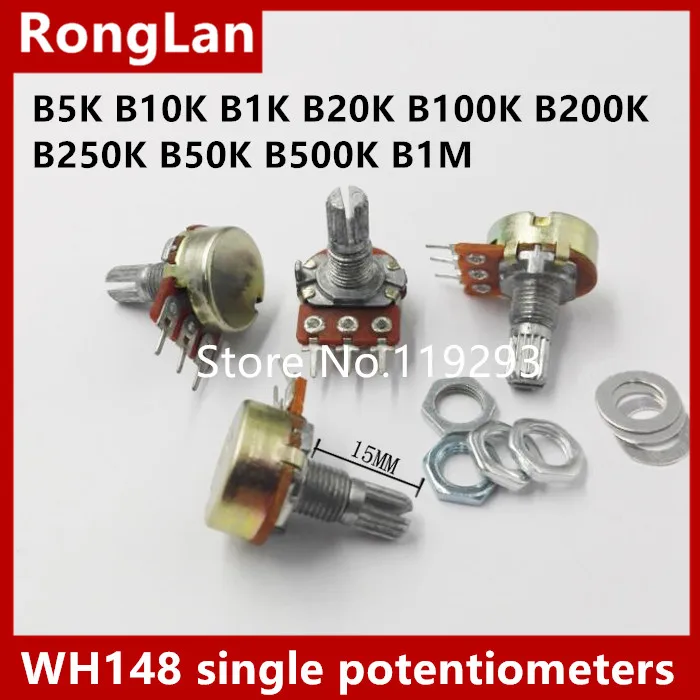 [BELLA]WH148 16 type volume amplifier single potentiometers B5K B10K B1K B2K B20K B100K B250K B50K B500K B1M 15MM--50PCS/LOT