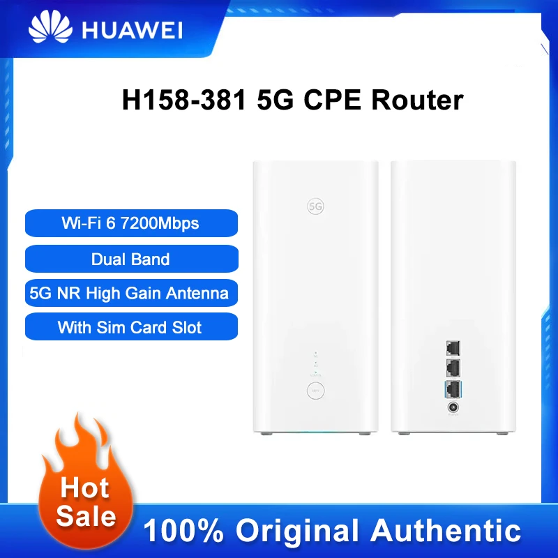 

Huawei H158-381 5G CPE Router WiFi 6 7200Mbps Dual Band Wi-Fi Repeater With Sim Card Slot Network Extender Signal Booster