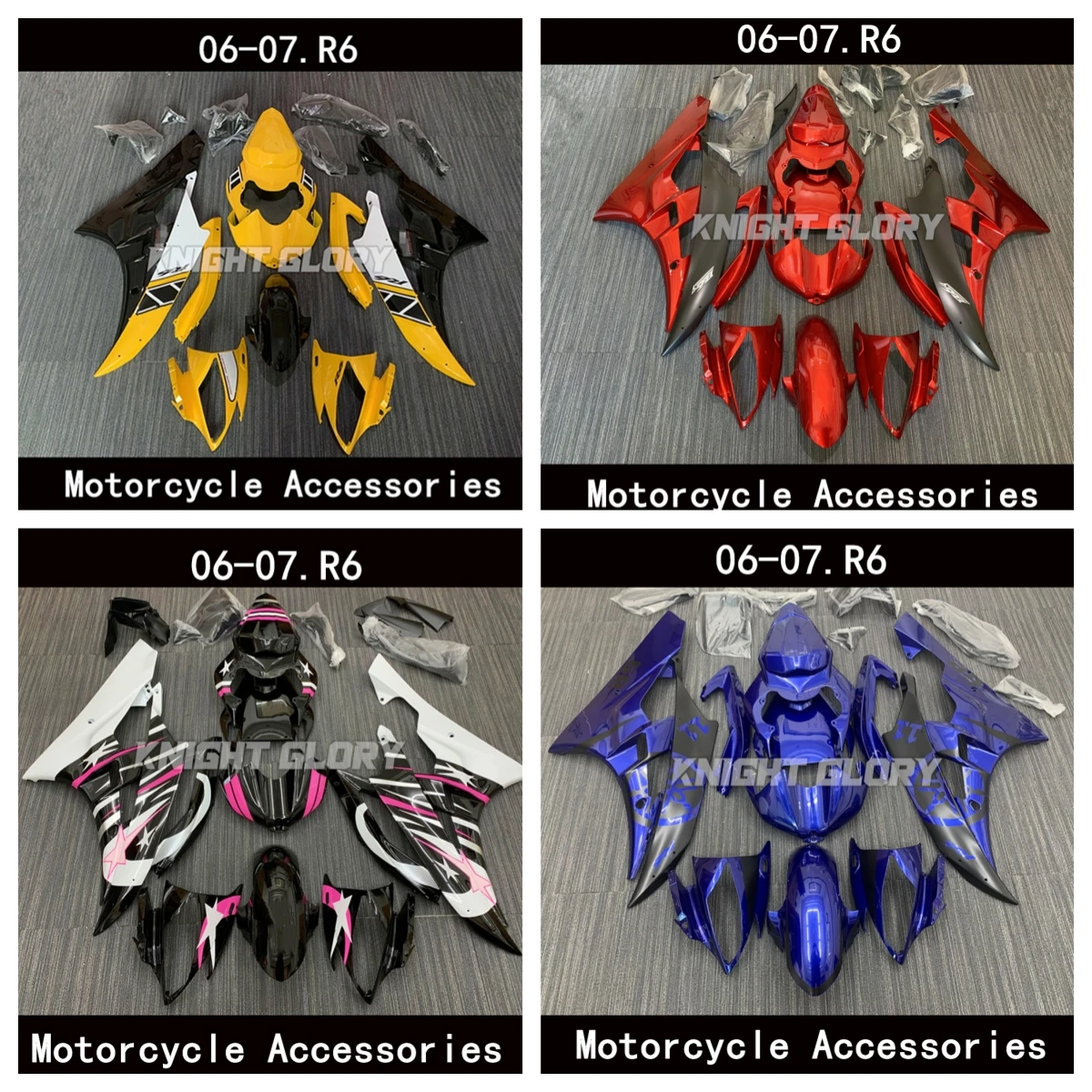 

Suitable for YZF R6 models from 2006 and 2007, including the outer shell, windscreen, diffuser, body kit and ABS injecti