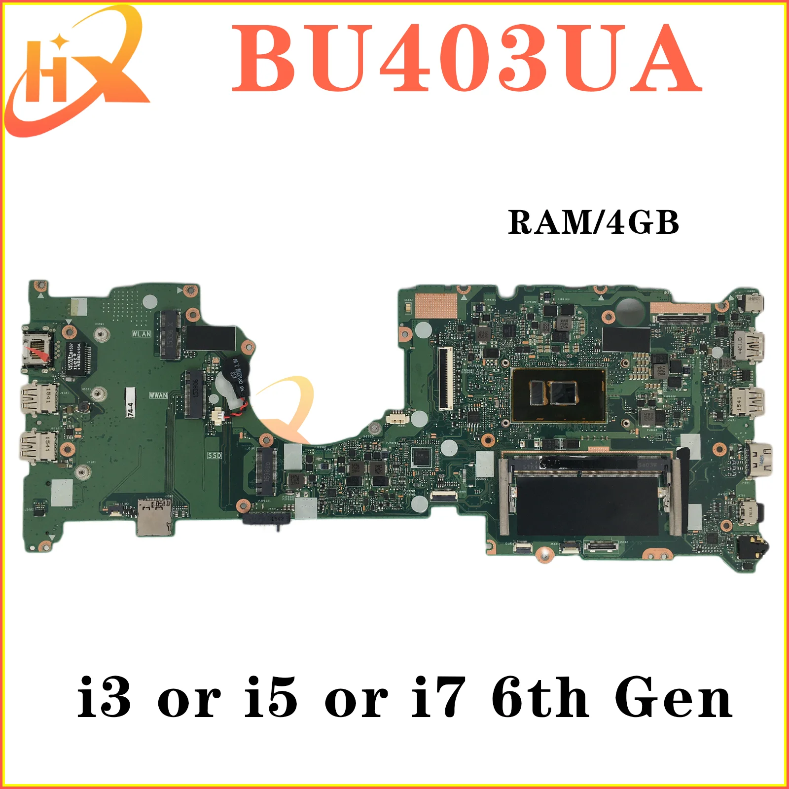 

BU403UA Notebook Mainboard For ASUS ASUSPRO B8430UA P5430UA BU403U PU403UA Laptop Motherboard 4GB-RAM I7 I5 I3 6th Gen