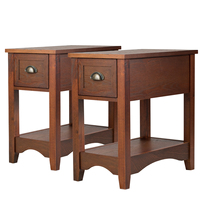 Set of 2 side table with drawer and storage, 2-storey sofa table, narrow bedside table, coffee table for living room