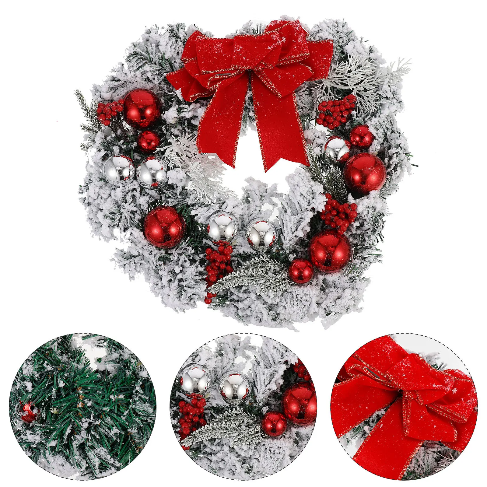 

1Pcs Artificial Christmas Wreath Decoration Premium Material Door Hanging Decor Indoor Outdoor Festival Garland Pendant Xmas