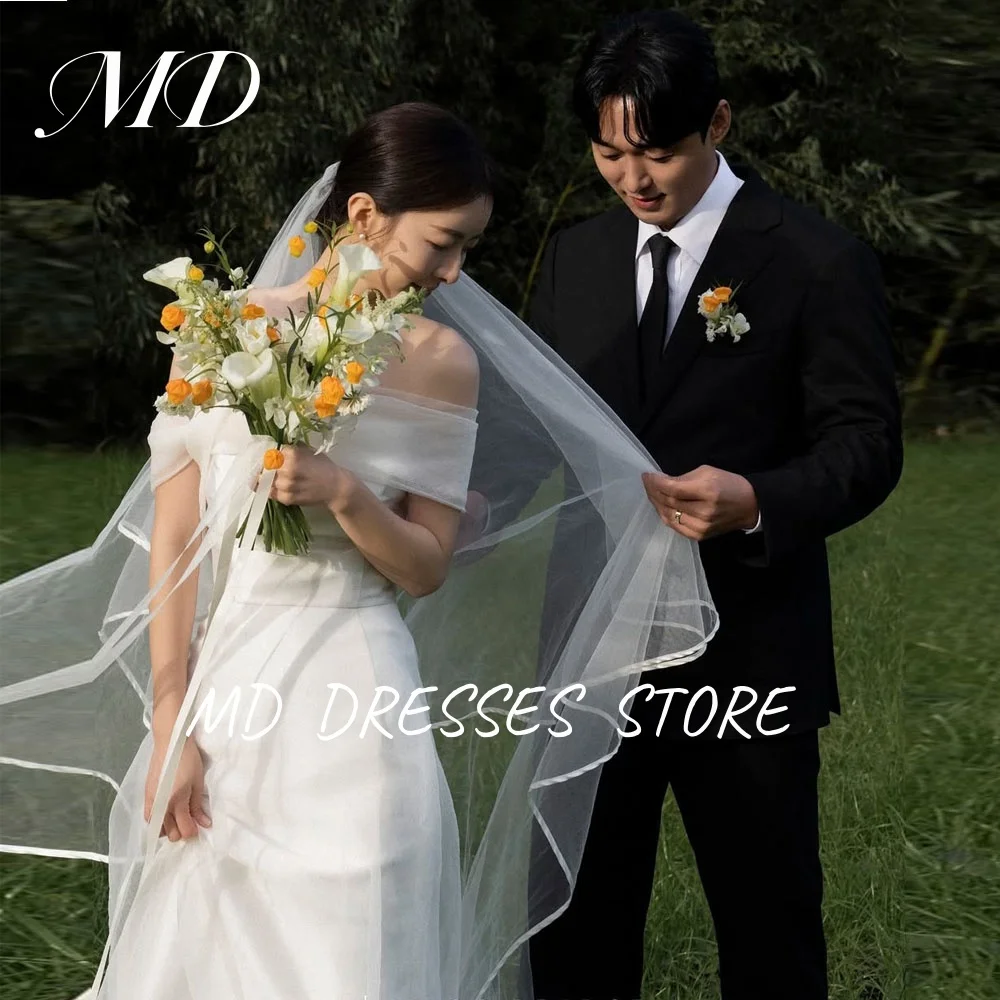 

MD Simple A-line Wedding Dress For Women Floor-Length Korea Photo shoot 웨딩드레스 Off the Shoulder Customized Bride Gowns 2025