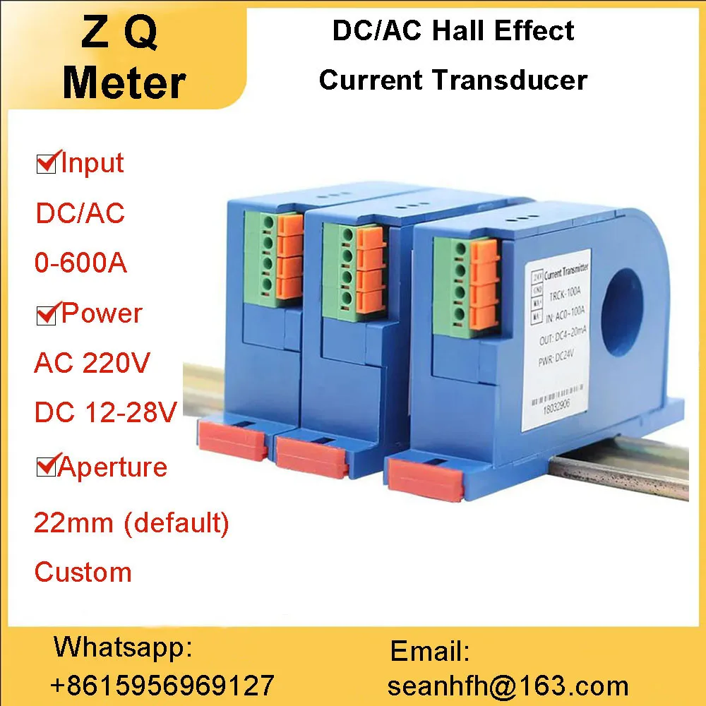 Hall Sensor Current Sensor AC/DC 0-150A AC Current Transducer Hall Effect Current Transmitter with 22mm aperture