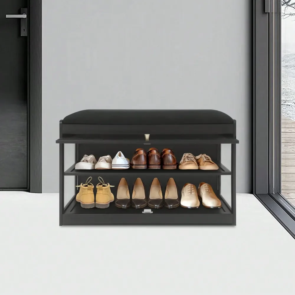 

Bench With Seat, Entryway Shoe Bench Shoe Rack Bench With Cushion Shoe Rack Bench W Storage Space For Living Room, Hallway