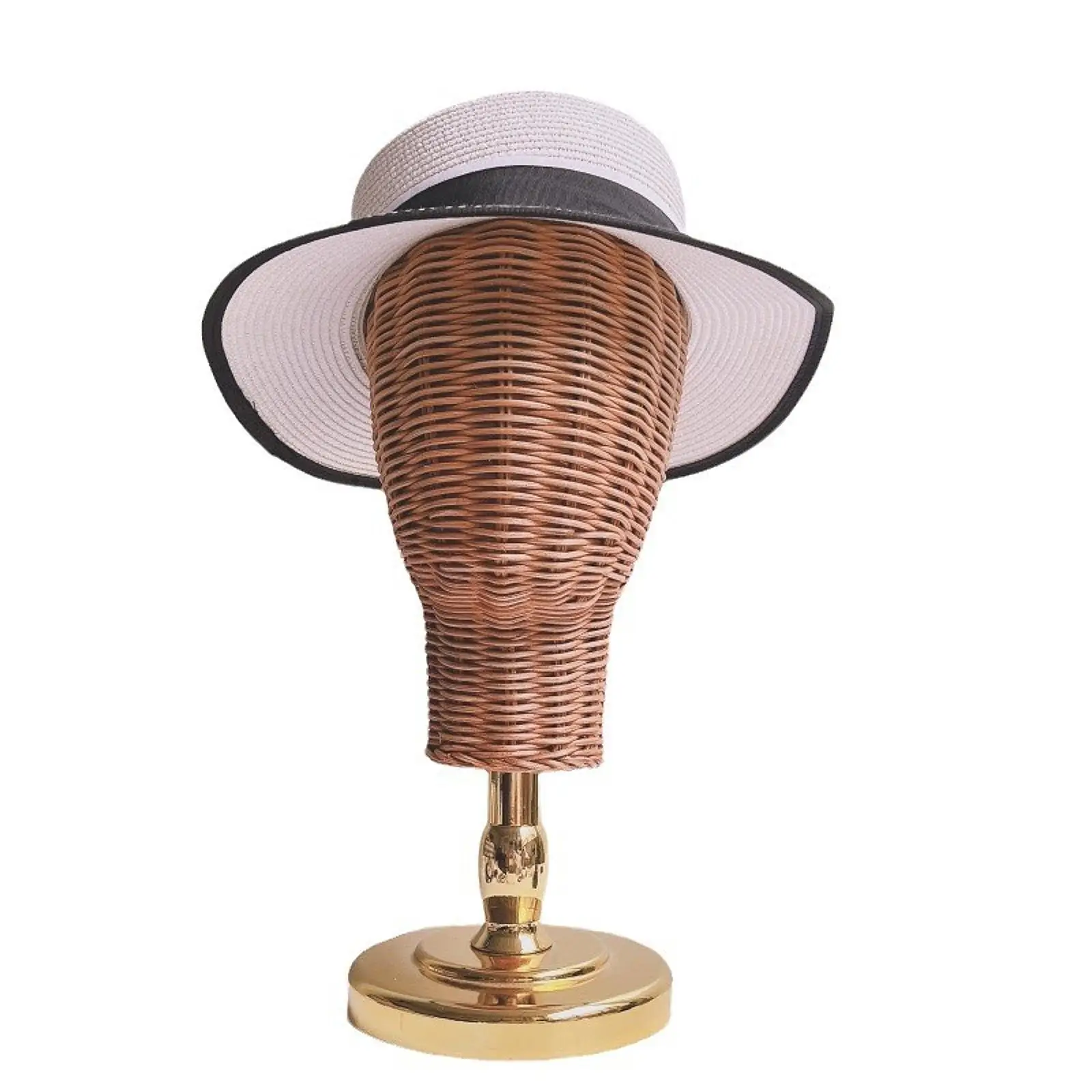 Rattan manequim cabeça stand, Rústico peruca stand, modelo multiúso, cabeleireiro, casa Caps lenços