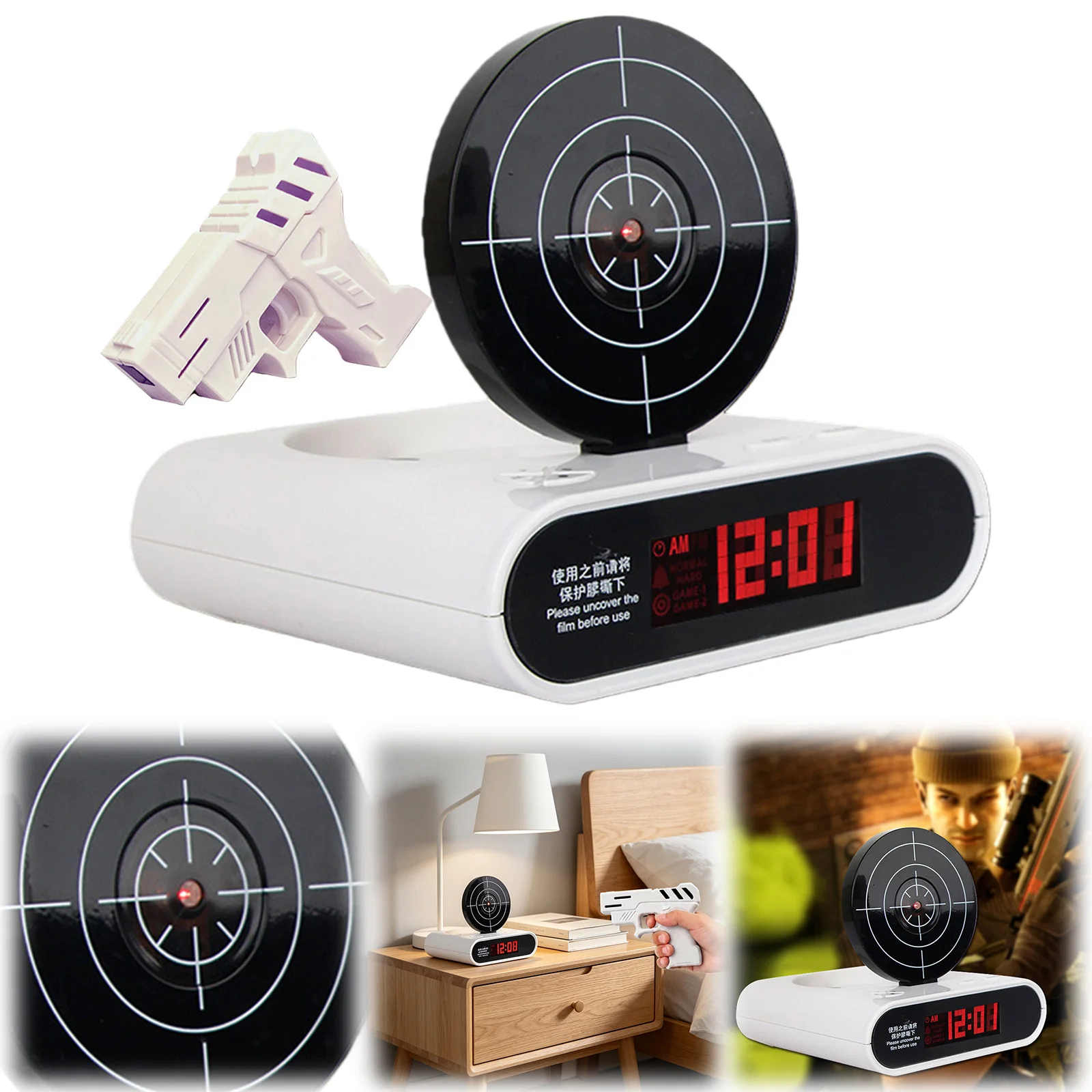 Creative Target Shooting Clocks Ringtones Customization Digital Target Alarm Clock 2 Alarming Modes for Home Office Living Room