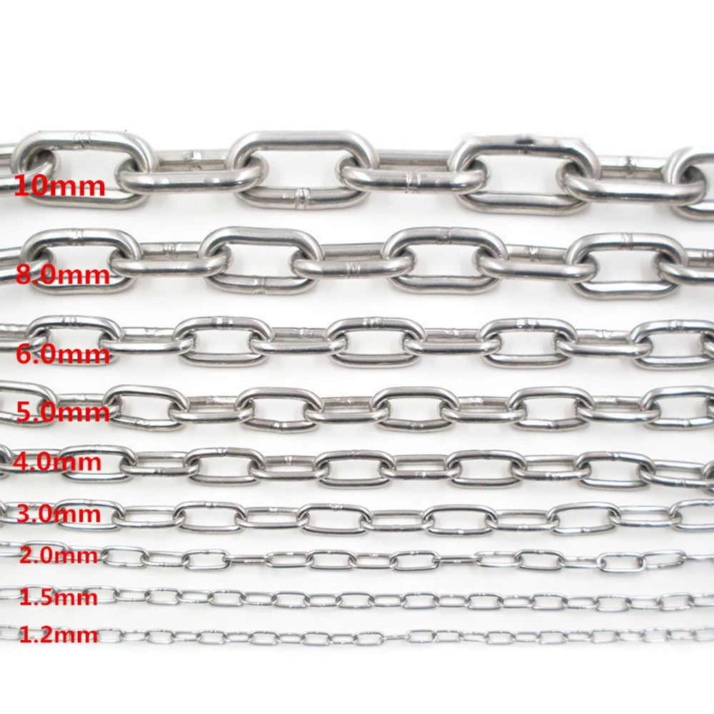 304 Stainless Steel Chain 1.2mm 5m 10m Thick Pet Dog Hoop Iron Chain Hanging Clothes Chain