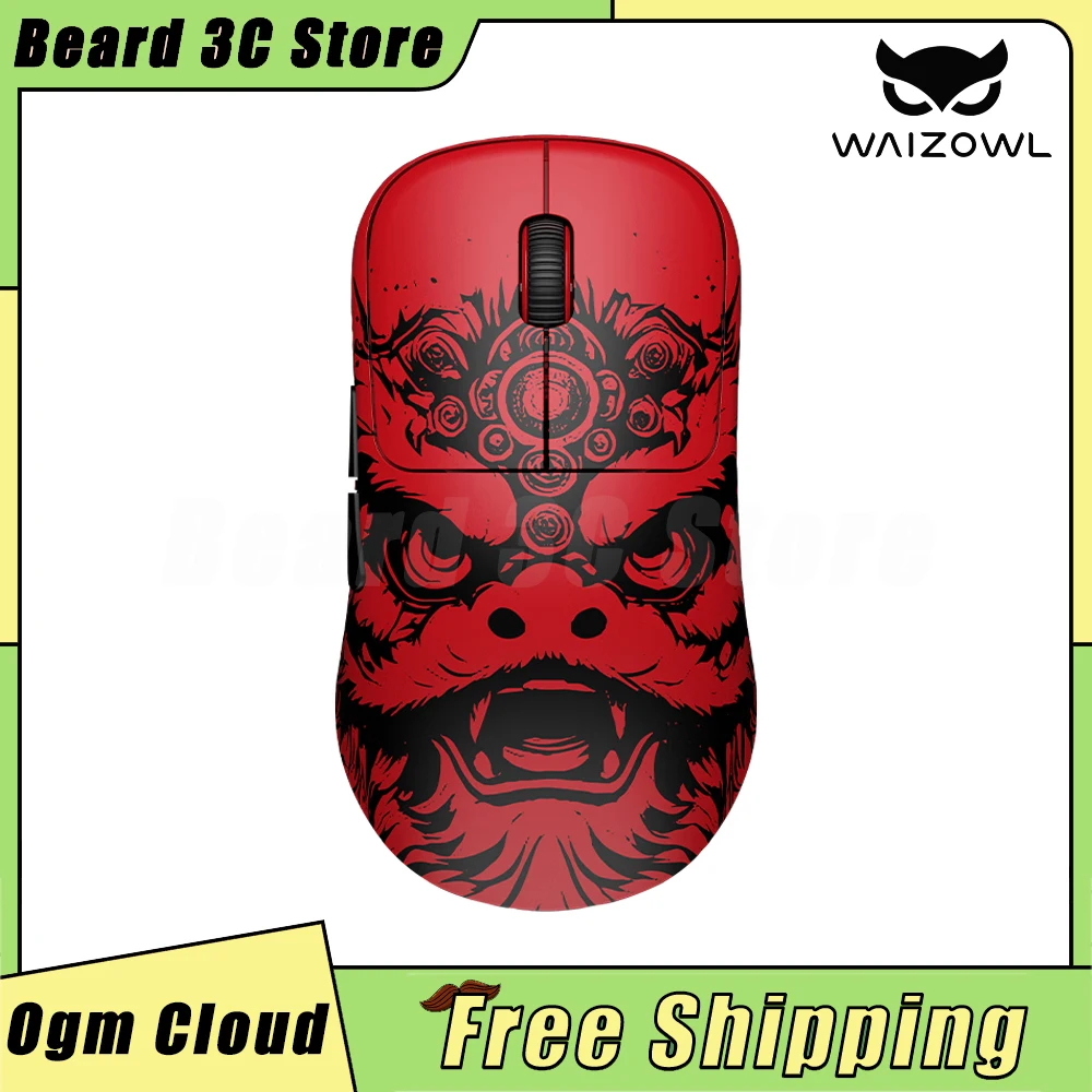 Waizowl Ogm Cloud Lion Dance Mouse Three Mode Wireless Mouse 8K Paw3950 Mice Custom Gaming Mouse for PC Gamer Accessories Gift