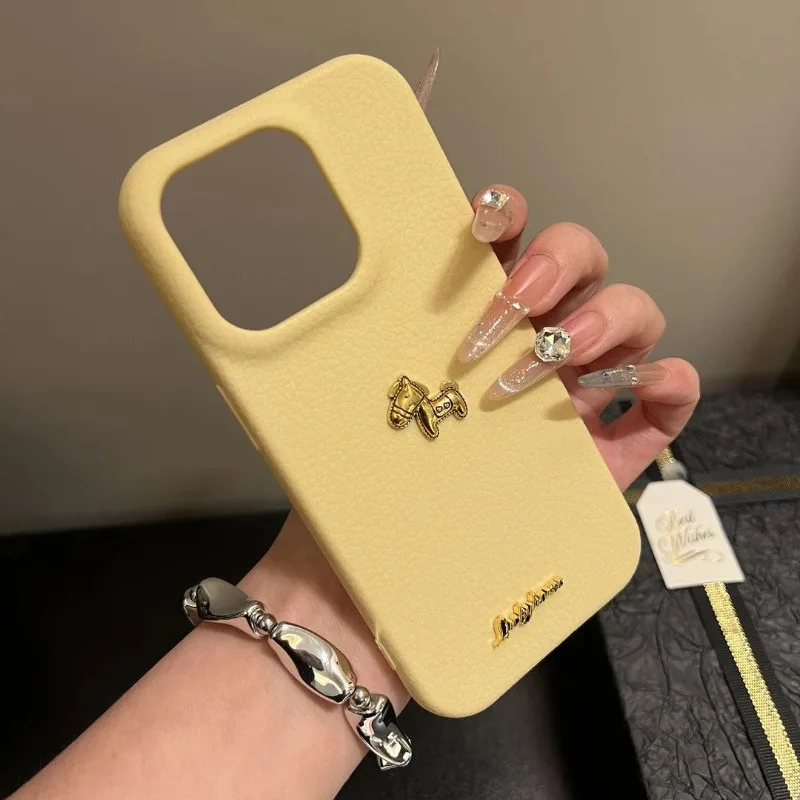 Funda de Teléfono de Lujo con Diseño de Pony Dorado para Huawei Mate 80 70 Air 60 Pro Plus 50 40 30 Honor Magic 8 7 6 5 4 Pro Plus Lite