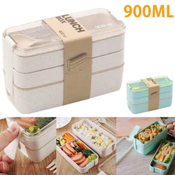 900ml Lunch Box Portable Lunch Box Microwave Safe Bento Box Stackable Salad Fruit Food Container Leak-proof Food Storage Box