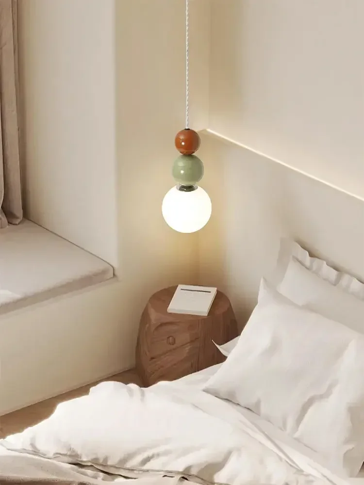 Modern Pearl Macaroon Pendant Light Bedroom Bedside High-end Children's Room Hotel bar Pendant Lamparas Luminária  room decor