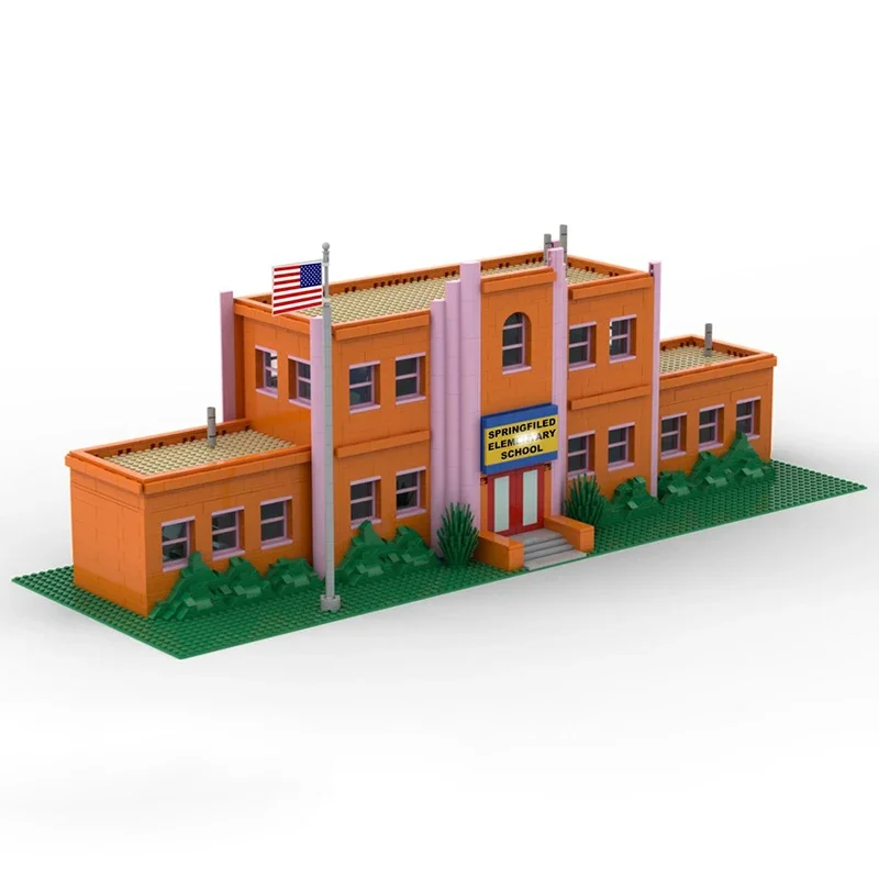 Moc 빌딩 벽돌 스프링 필드 건축 스트리트 뷰 컬렉션 인기 영화 모델 기술 블록 DIY 조립 장난감 선물
