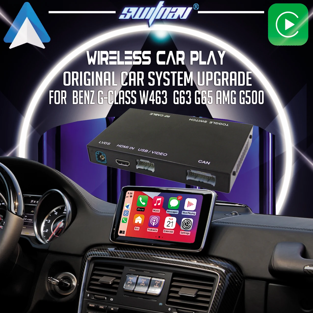 SWITNAV Wireless Carplay For Benz G-Class W463 2012-2018 G63 G65 AMG G500 G 63 Carplay Android Auto Module Mirror Link AirPlay