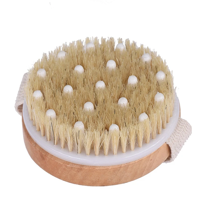 1pcs Natual Wooden Bristle Body Bath Brush Massager Wash Brushes Bath Shower Spa Scrubber 10.5cm diameter