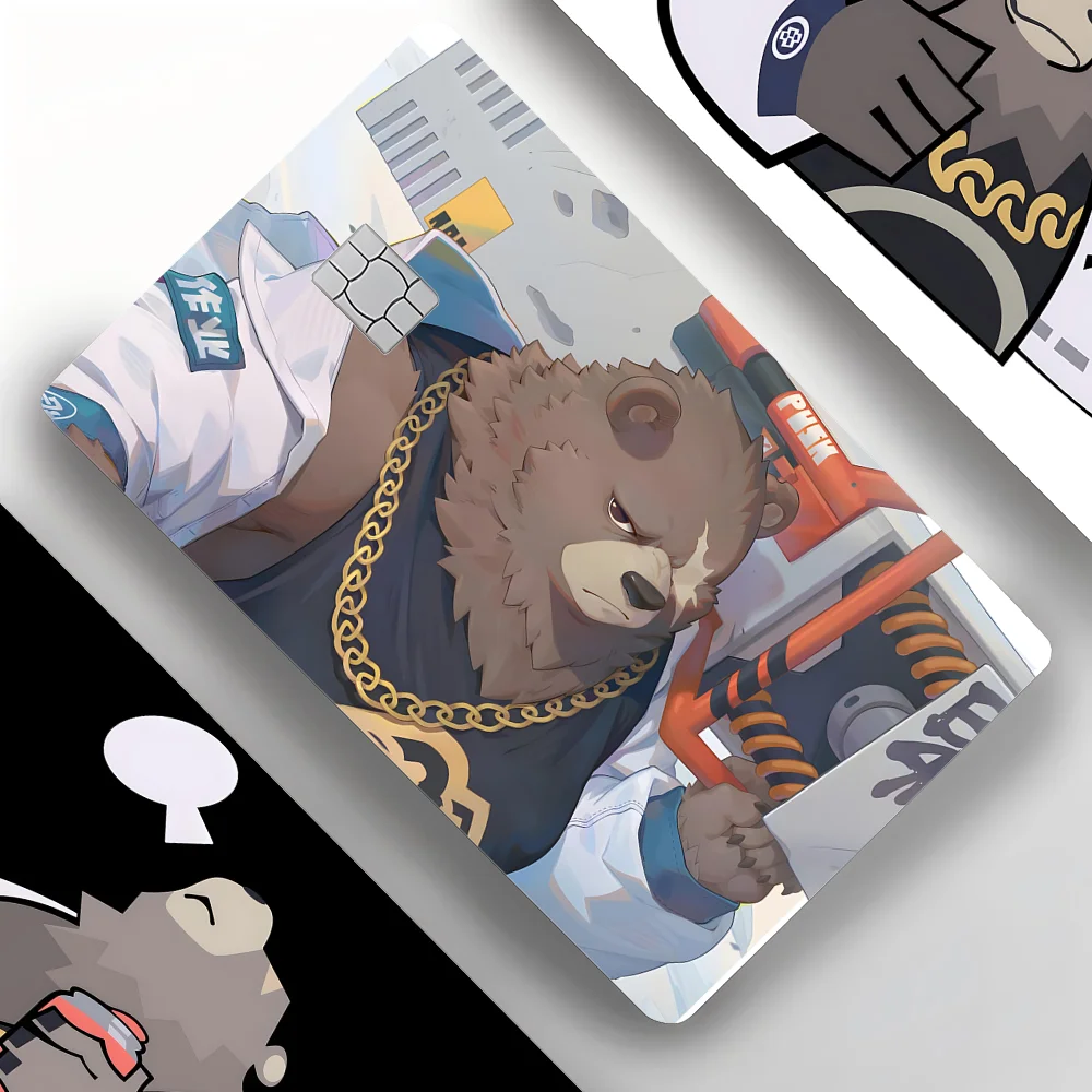 Zenless Zone Zero ZZZ Ben Bigger Card Stickers 4pcs PVC Credit Card Skin Stickers Removable Self-adhesive Protective Film