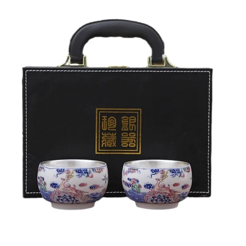 

lver Teacup, Cup Teacup Master Single Cup Kung Fu Tea Set Tasting Cup New Year's Gift Set