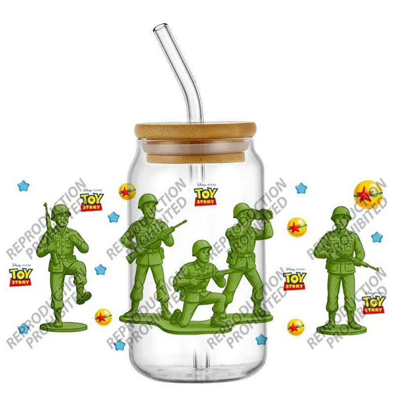 New Cartoon Movie Toy 16oz Sticker for Libbey Glass Can 16oz UV DTF Cup Wrap 3D Phone Transfer Stickers DIY Waterproof