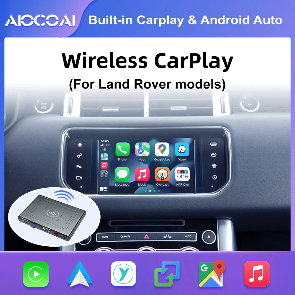 AIOCOAI Wireless Carplay Android Auto Retrofit for Land Rover Range Rover Evoque Discovery 4 Jaguar XE XF Upgrade Interface Box