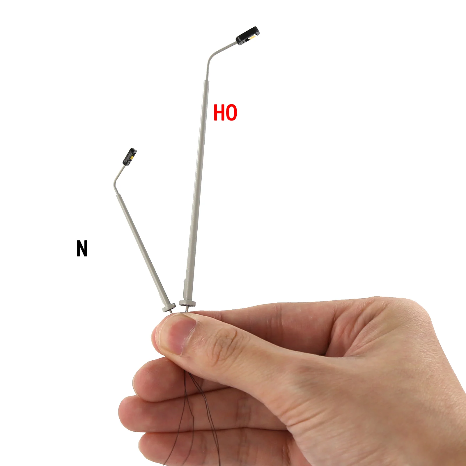 Evemodel 5pcs N HO Scale Silver Metal Street Lights Warm White LED Lamps Square Head with Resistors for 12V LD16