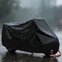 Black Motorcycle Cover M L XL XXL XXXL XXXXL Outdoor UV Protector Waterproof Rain Dustproof Cover Anti-theft with Lock Hole 190T