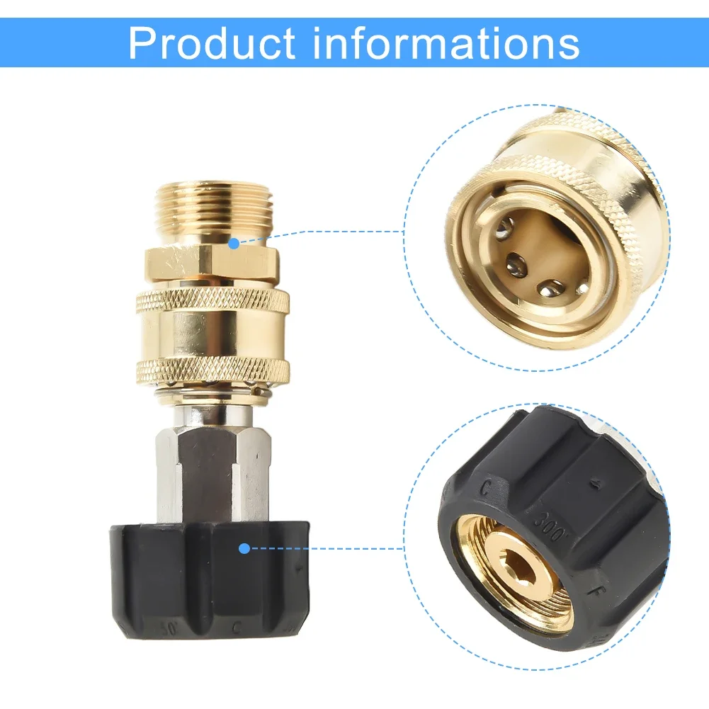 Replacement Useful Washer Adapter Pressure Washer Adapter 14mm 15mm 5000 PSI To 1/4“ 3/8“ Accessory For Spray Tool