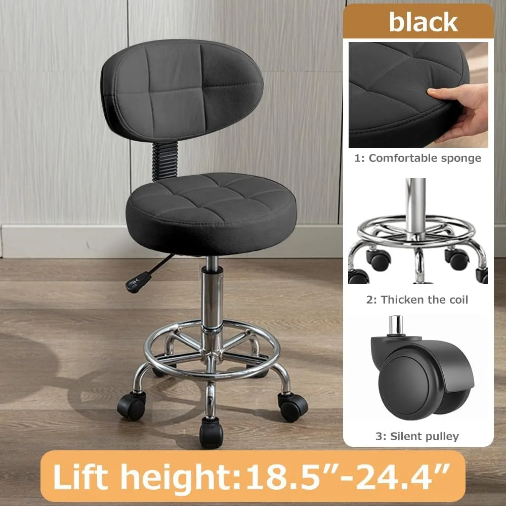 كرسي مكتب حديث كرسي كمبيوتر متدحرج مع ارتفاع خلفي منخفض قابل للتعديل للعمل في صالونات التجميل كرسي مهام دوار #3