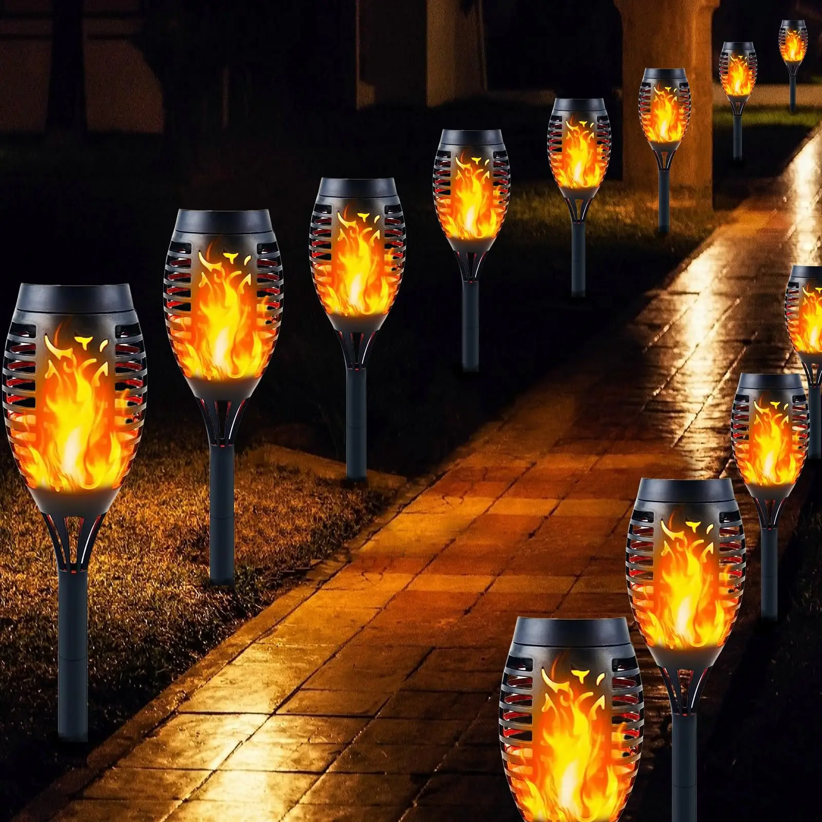 

Solar Lights Outdoor Garden Solar Flame Lights LED Warm Flickering Flames Waterproof Solar Torch Sunlight for Pathway Decoration