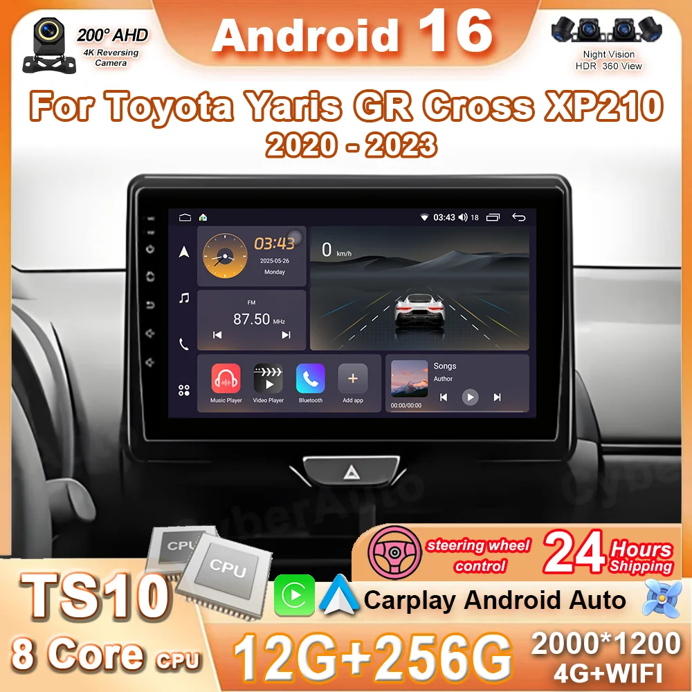

QLED 2K Screen Android 16 Car Multimedia GPS DSP Radio For Toyota Yaris GR Cross XP210 2020-2023 Auto Bluetooth CarPlay Stereo