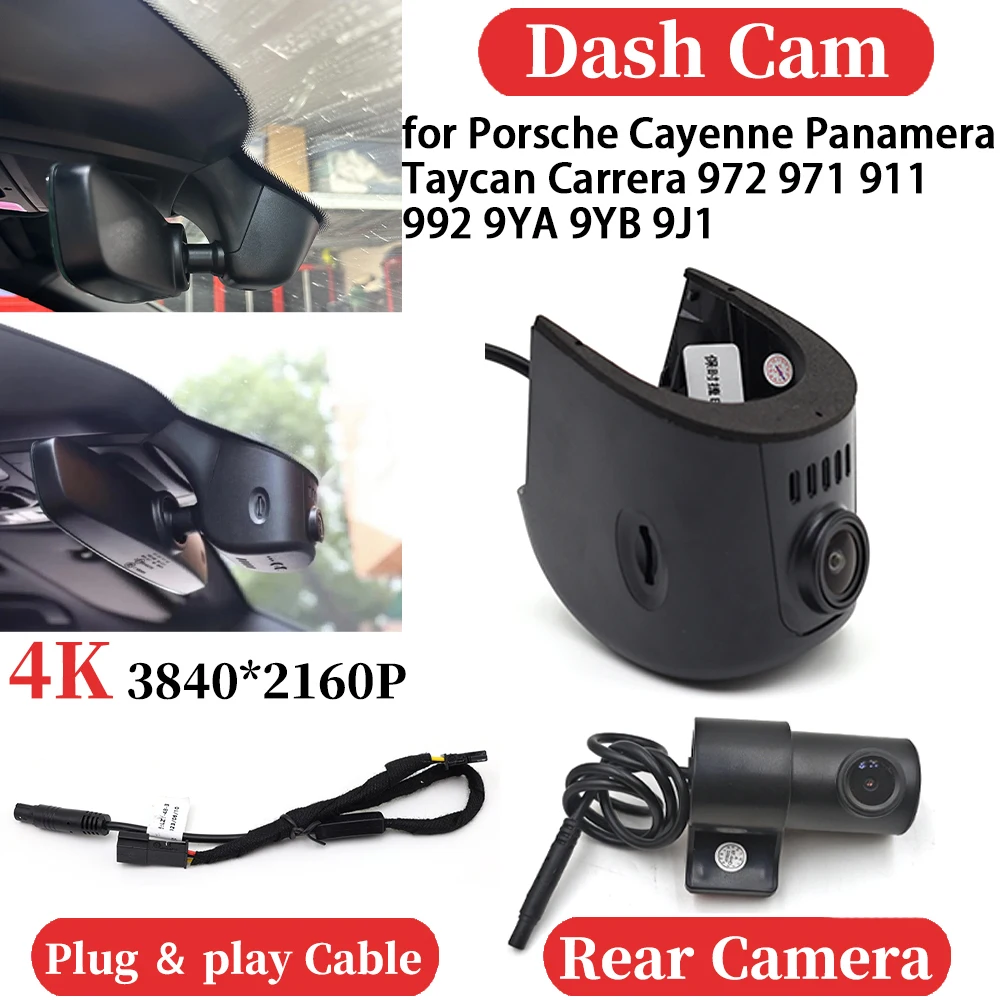 ZJCGO for Porsche Cayenne Panamera Taycan Carrera 972 971 911 992 9YA 9YB 9J1 UHD Car 4K Video Recorder DVR Dash Cam Camera