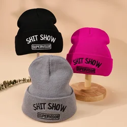 Beanies Hats Warm Women Men Winter Gothic Street Punk Knitted Bonnet Caps 100% Acrylic Fashion Keep Warm Embroidery Beanies Hats