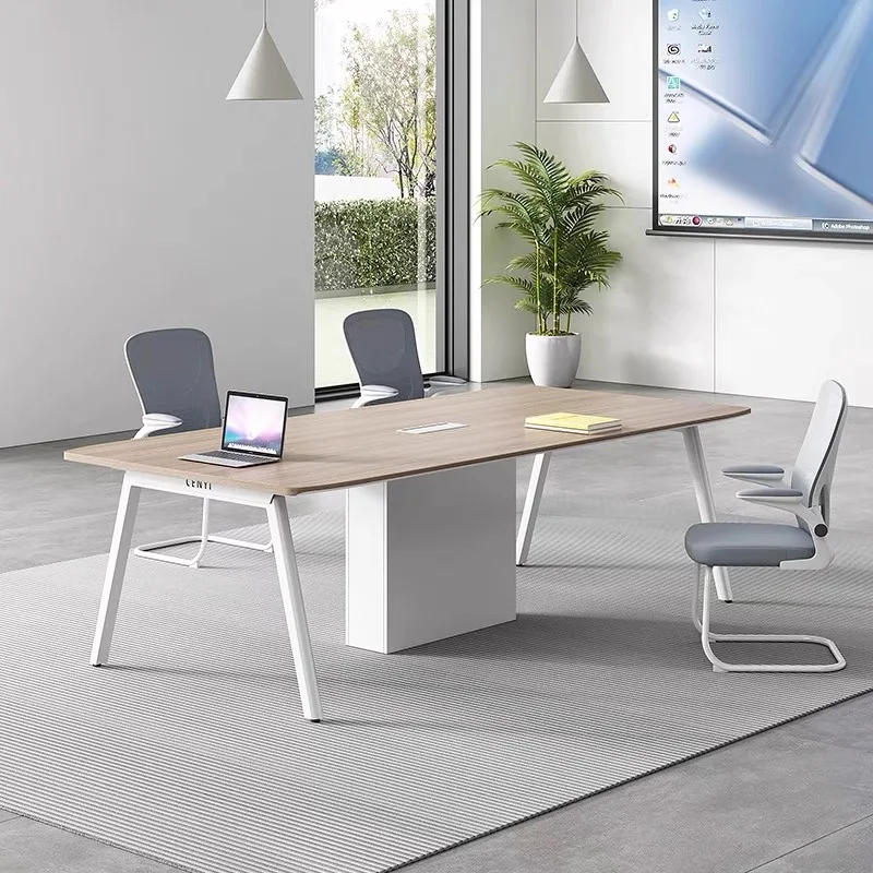 

~* Modern Hotel Boardroom Industrial Use Furniture Office Negotiation Desk Wooden Conference Table