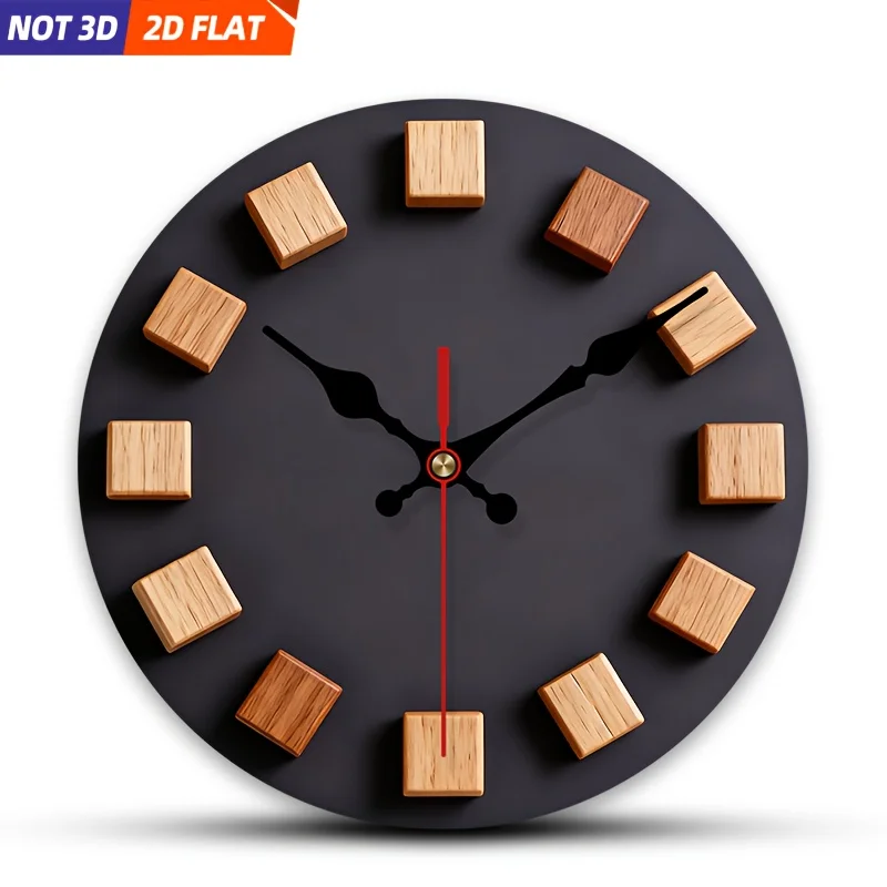 

1 шт. Минималистичные современные настенные часы, подходящие для спален, гостиных, офисов - круглые, деревянные, бесшумные, без тикания - часы с пластиковым корпусом